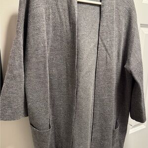 Eileen Fisher Charcoal Open-Front Cardigan